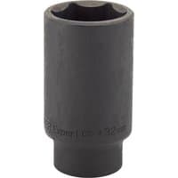 Black Draper Expert deep impact socket, 1/2" square drive, 32mm size, cylindrical shape with engraved text.