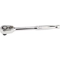 Silver Draper Expert 72 tooth reversible ratchet with 1/2" square drive, polished finish, and ergonomic handle.