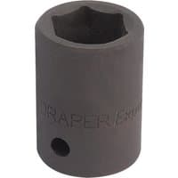 Black Draper Expert impact socket, 1/2" square drive, 18mm size, with engraved branding and a matte finish.