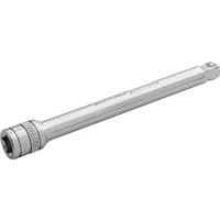 Polished chrome wobble extension bar, 1/4" square drive, 100mm length, with textured grip and engraved branding.