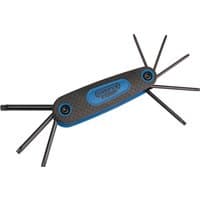 Draper TX-STAR Key Set, 8-piece, black and blue foldable handle with star-shaped keys extended.