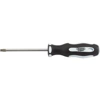 Black and white soft grip screwdriver with T27T tip and 100mm shaft, branded Draper Expert.