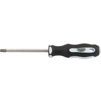 Black and silver Draper Expert T40T x 100mm screwdriver with soft grip handle and star-shaped tip.