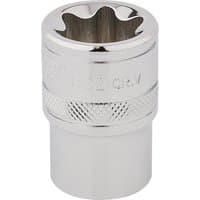 Silver Draper Expert TX-STAR socket, 1/2" square drive, E22, with knurled grip and polished finish.