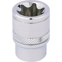 Chrome Draper TX-STAR socket, 3/8" square drive, E16 size, with knurled grip and polished finish.