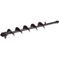 Black Draper Expert earth auger drill bit, 100mm, with helical blade and pointed tip for efficient soil drilling.
