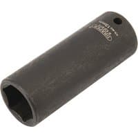 Black Draper Expert deep impact socket, 1/4" square drive, 13mm, with HI-TORQ 6-point design and engraved branding.