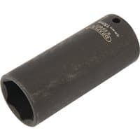 Black Draper Expert deep impact socket, 1/4" drive, 15mm, with HI-TORQ 6-point design and engraved branding.