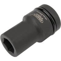 Black Draper Expert deep impact socket, 1" square drive, 24mm size, with 6-point HI-TORQ design and engraved branding.