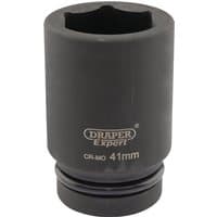 Black Draper Expert deep impact socket, 1" square drive, 41mm, with HI-TORQ 6-point design and CR-MO material.