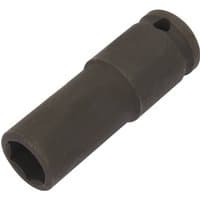 Black Draper Expert deep impact socket, 6-point design, 3/8" square drive, 13mm size, cylindrical shape with smooth finish.