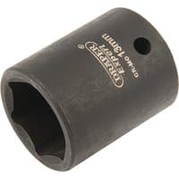 Black Draper Expert HI-TORQ 6 Point Impact Socket, 1/4" square drive, 13mm size, with brand logo and hole on side.