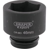 Black Draper Expert HI-TORQ 6 Point Impact Socket, 46mm, with visible brand logo and 3/4" square drive.