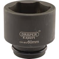 Black Draper Expert HI-TORQ 6 Point Impact Socket, 3/4" Sq. Dr., 60mm with engraved logo and size marking.