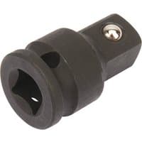 Black Draper Expert impact socket converter, 3/8" female to 1/2" male, with a square drive and a round base.