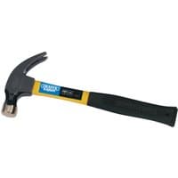 Draper Expert claw hammer with black fibreglass shaft, yellow accents, and polished metal head, 560g/20oz.