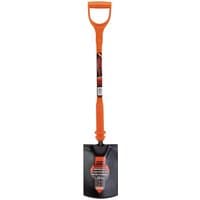 Orange Draper Expert digging spade with insulated handle and square blade.