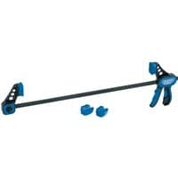 "Draper Expert 450mm dual action clamp with blue soft grips and black metal bar, includes additional clamp pads"