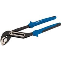 Blue-handled Draper Expert waterpump pliers, 250mm, with adjustable jaw and soft grip handles.