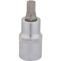 Silver Draper Expert hexagonal socket bit, 1/2" square drive, 8mm, with a textured grip and smooth finish.