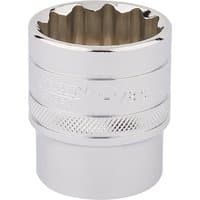 Silver Draper Expert 12-point socket with knurled grip, 1/2" square drive, 1.1/8" size, shiny chrome finish.