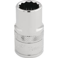 Silver Draper Expert HI-TORQ 12 Point Socket, 1/2" Sq. Dr., 13mm with knurled grip and polished finish.