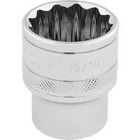 Silver Draper Expert HI-TORQ 12 Point Socket, 1/2" Sq. Dr., 15/16" with knurled grip and polished finish.