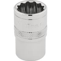 Silver Draper Expert HI-TORQ 12 Point Socket, 1/2" Sq. Dr., 17mm with knurled grip and polished finish.