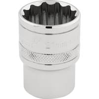 Silver Draper Expert HI-TORQ 12 Point Socket, 1/2" Sq. Dr., 21mm with knurled grip and engraved size marking.