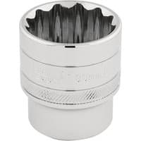 Draper Expert HI-TORQ 12 Point Socket, 1/2" Sq. Dr., 30mm, silver chrome finish with knurled grip and engraved size marking.
