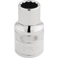 Chrome Draper Expert HI-TORQ 12 Point Socket, 1/2" Sq. Dr., 7/16" with knurled grip and polished finish.