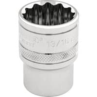 Silver Draper Expert HI-TORQ 12 Point Socket, 3/8" Sq. Dr., 13/16", with knurled grip and engraved size markings.