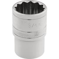 Silver Draper Expert HI-TORQ 12 Point Socket, 3/8" square drive, 3/4" size, with knurled grip and polished finish.