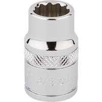 Silver Draper Expert HI-TORQ 12 Point Socket, 3/8" Sq. Dr., with knurled grip and polished finish.