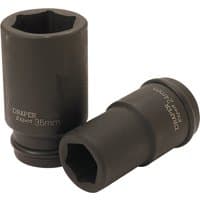 Black Draper Expert deep impact socket, 3/4" square drive, 24mm, with HI-TORQ 6-point design, durable and robust.