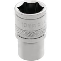 Silver Draper Expert 10mm socket with 6-point design and knurled grip, 1/4" square drive.