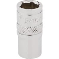Silver Draper Expert HI-TORQ 6 Point Socket, 1/4" Sq. Dr., 5/16", with knurled grip and polished finish.