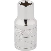 Draper Expert HI-TORQ 6 Point Socket, 1/4" Sq. Dr., 7/32", silver chrome finish with knurled grip and size marking.