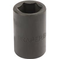 Black Draper Expert impact socket, 1/2" square drive, 16mm, cylindrical shape with engraved brand name.