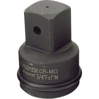 Black Draper Expert impact socket converter with 3/4" female and 1" male ends, engraved text on the side.