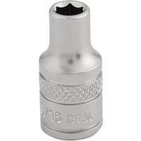 Silver Draper Expert 1/4" square drive socket, 3/16" size, with knurled grip and engraved text.