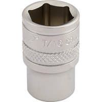 Silver Draper Expert 7/16" socket with knurled grip and 1/4" square drive.
