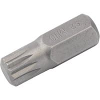 Silver Draper Expert M10 x 30mm spline bit with hexagonal base and grooved tip for mechanic's bit sets.