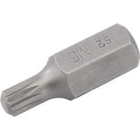 Draper Expert M6 x 30mm spline bit, silver steel with hexagonal base and grooved tip for mechanic's bit sets.