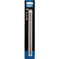 Draper Expert masonry drill bit, 8 x 200mm, silver with spiral flutes, in blue and black packaging.