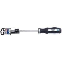Draper Expert screwdriver with black soft grip handle and 8.0 x 150mm plain slot metal shaft.