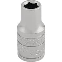 Silver Draper Expert socket, 1/4" square drive, 5.5mm, with knurled grip and engraved size marking.