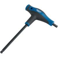 Blue and black T-handle hexagon and ball end key, 8.0mm, with soft grip and Draper Expert branding.