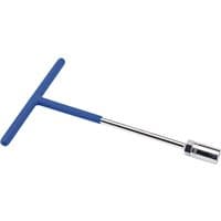 Blue-handled Draper Expert T Handle Socket Wrench, 17mm, with a chrome shaft and socket head.