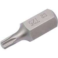 Silver Draper TX-STAR 10mm insert bit, T25 x 30mm, hexagonal base, engraved with "T25" on the side.